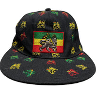 Rasta Lion Black Snapback Cap