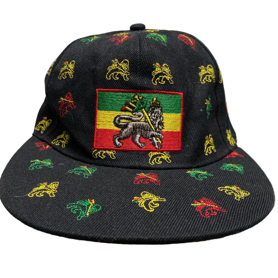 Rasta Lion Black Snapback Cap
