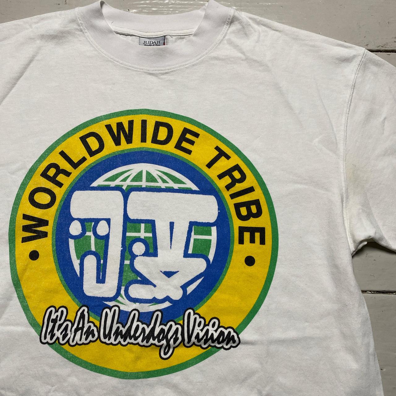 Judah Tribe White Yellow Green and Blue T Shirt (L)