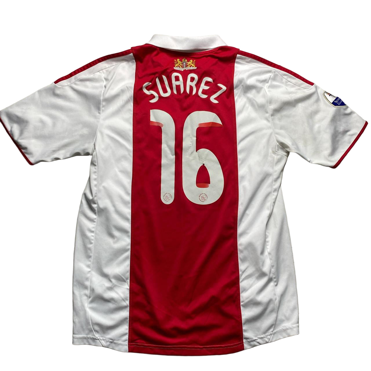 Adidas Ajax 2004/5 Vintage Football Jersey Red and White Suarez (L)