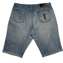 Yves Saint Laurent YSL Vintage Y2K Baggy Distressed Jorts Jean Shorts Light Blue (40W)