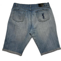 Yves Saint Laurent YSL Vintage Y2K Baggy Distressed Jorts Jean Shorts Light Blue (40W)
