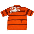 Rocawear Oramge Striped White Grafitti Polo Shirt (M)