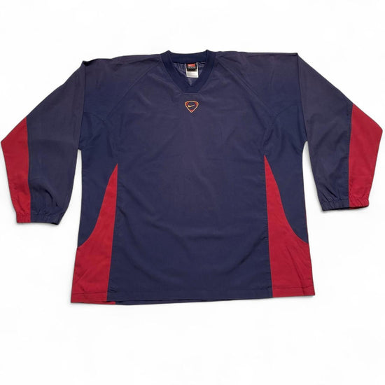 Nike Football Vintage 90’s Navy and Red Shell Windbreaker Track Top Jumper (2XL)
