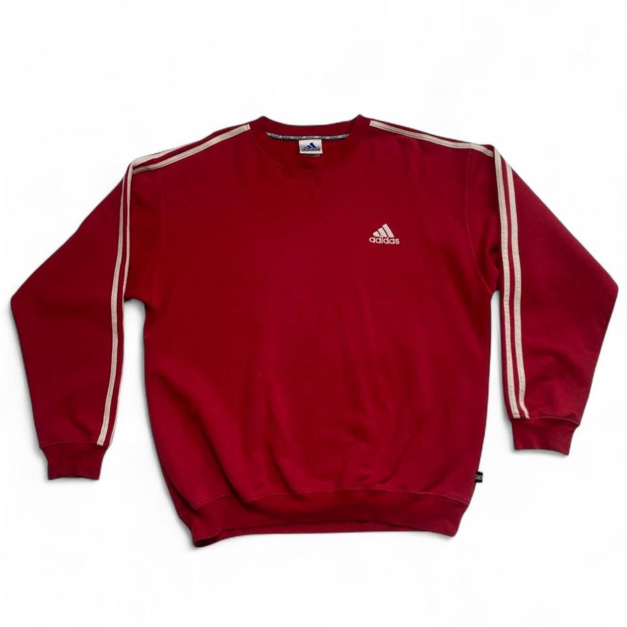 Adidas Red and White Stripe Jumper (L)