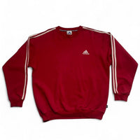 Adidas Red and White Stripe Jumper (L)