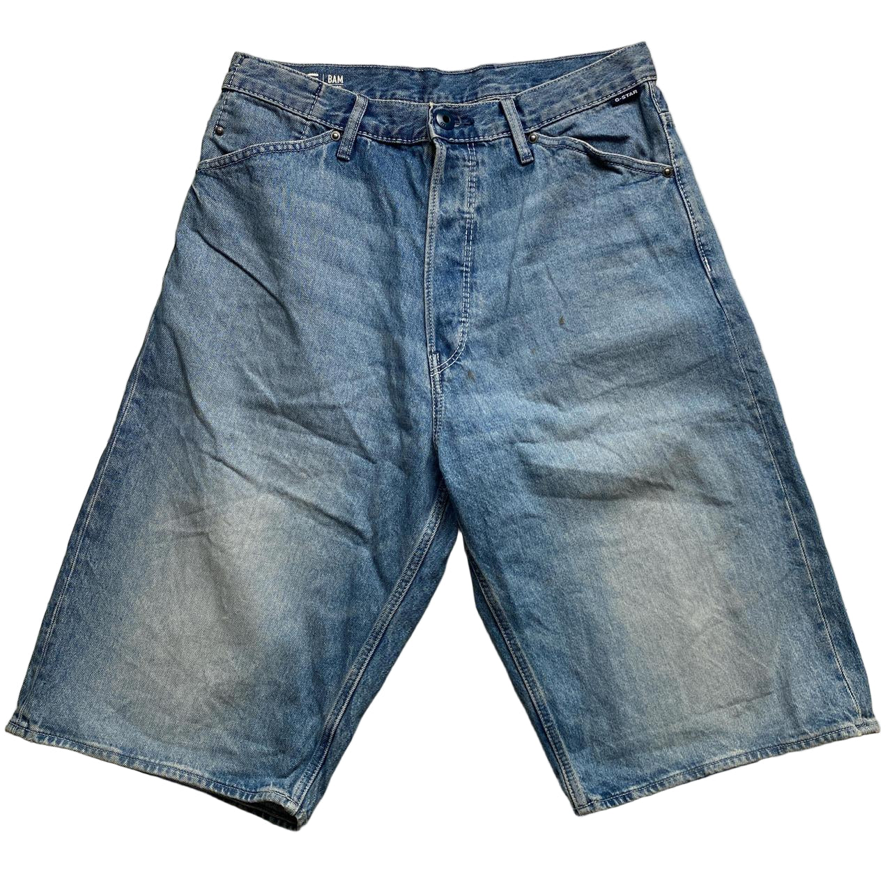G Star Bam Baggy Light Stonewash Jorts Jean Shorts (32W)