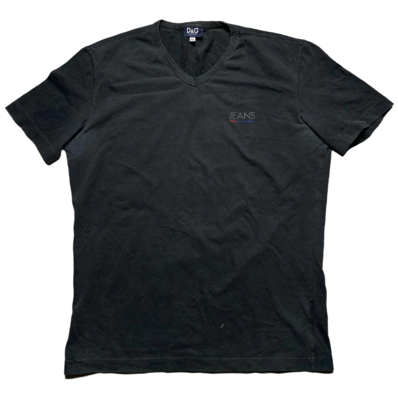 Dolce & Gabbana Vintage V Neck Black T Shirt (XL)