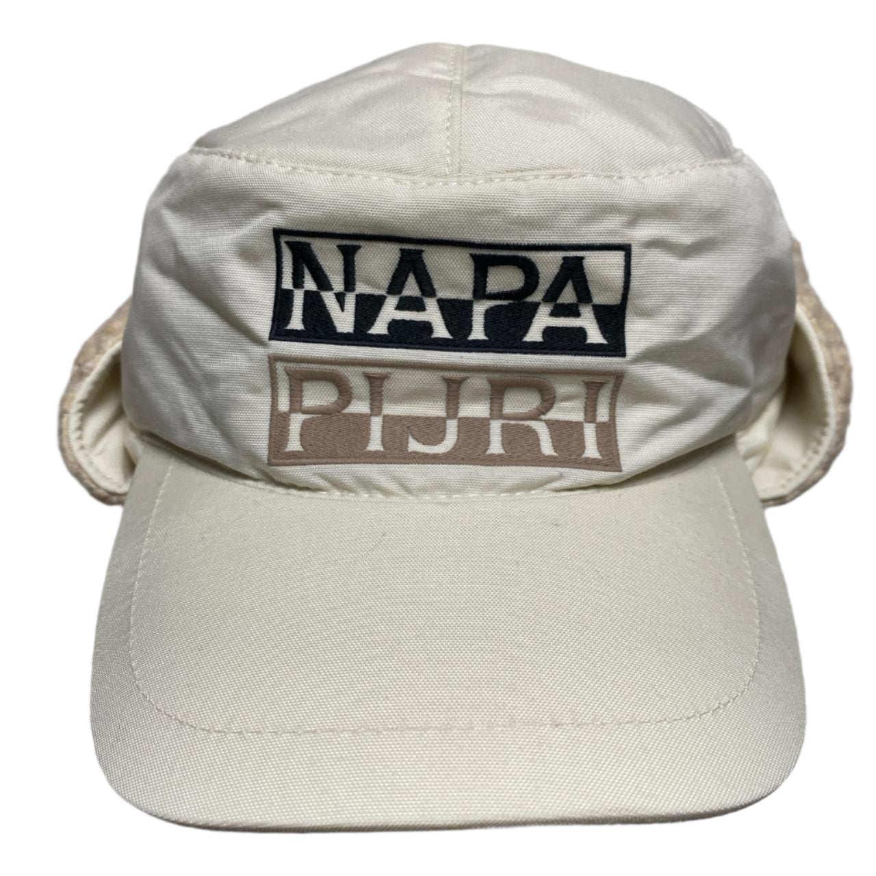Napapirji Cream White Ear Flap Dog Ear Sherpa Cap