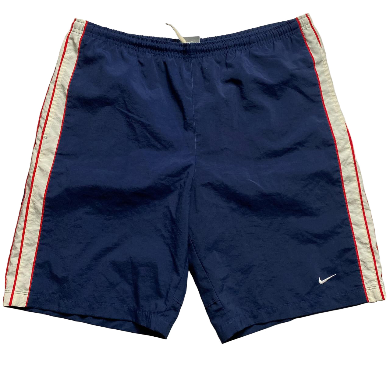 Nike Vintage y2k Navy Red and White Swoosh Shell Trackpant Shorts (XL)