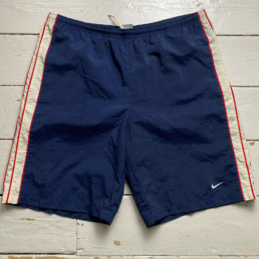 Nike Vintage y2k Navy Red and White Swoosh Shell Trackpant Shorts