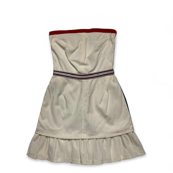 Dolce and Gabbana Vintage Cream White Red and Navy Tennis Dress Pleated Skirt (S)