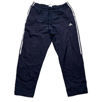 Adidas Navy and White Stripe Shell Baggy Trackpant Bottoms (36W)