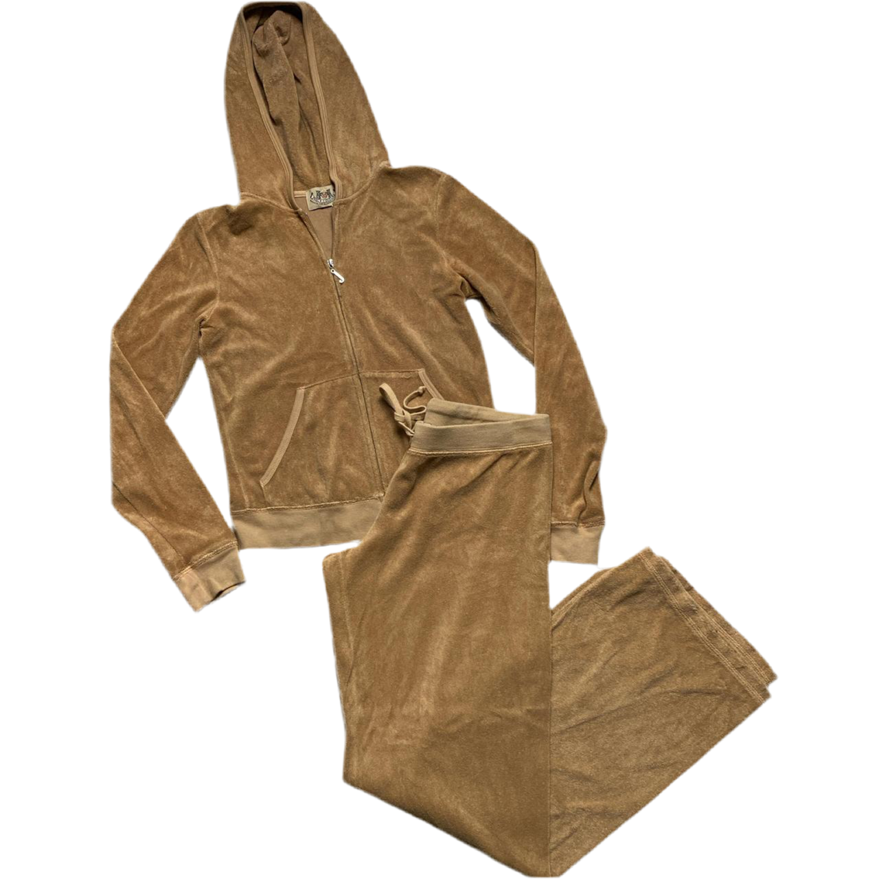 Juicy Couture Brown Tan Teddy Towelling Vintage y2k Tracksuit (M)