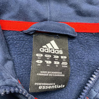 Adidas Performance Essentials Navy Two Tone Red and Orange Stripes Hoodie (M)
