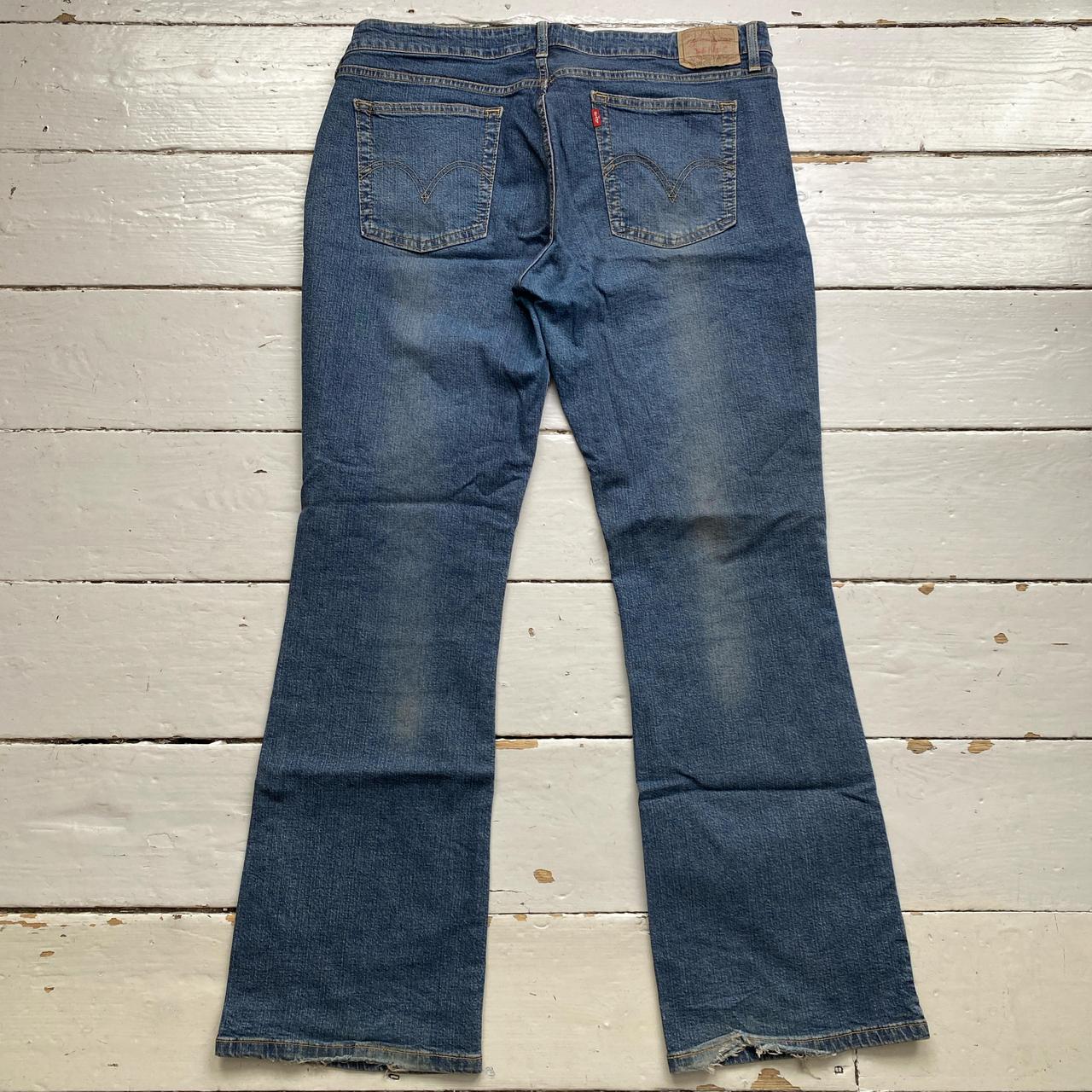 Levis 518 Super Low Bootcut Baggy Blue Faded Stonewash Jeans