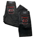 Minus Two Jean Black Charcoal Grey and Red Embroidery Jeans (32W/36W)