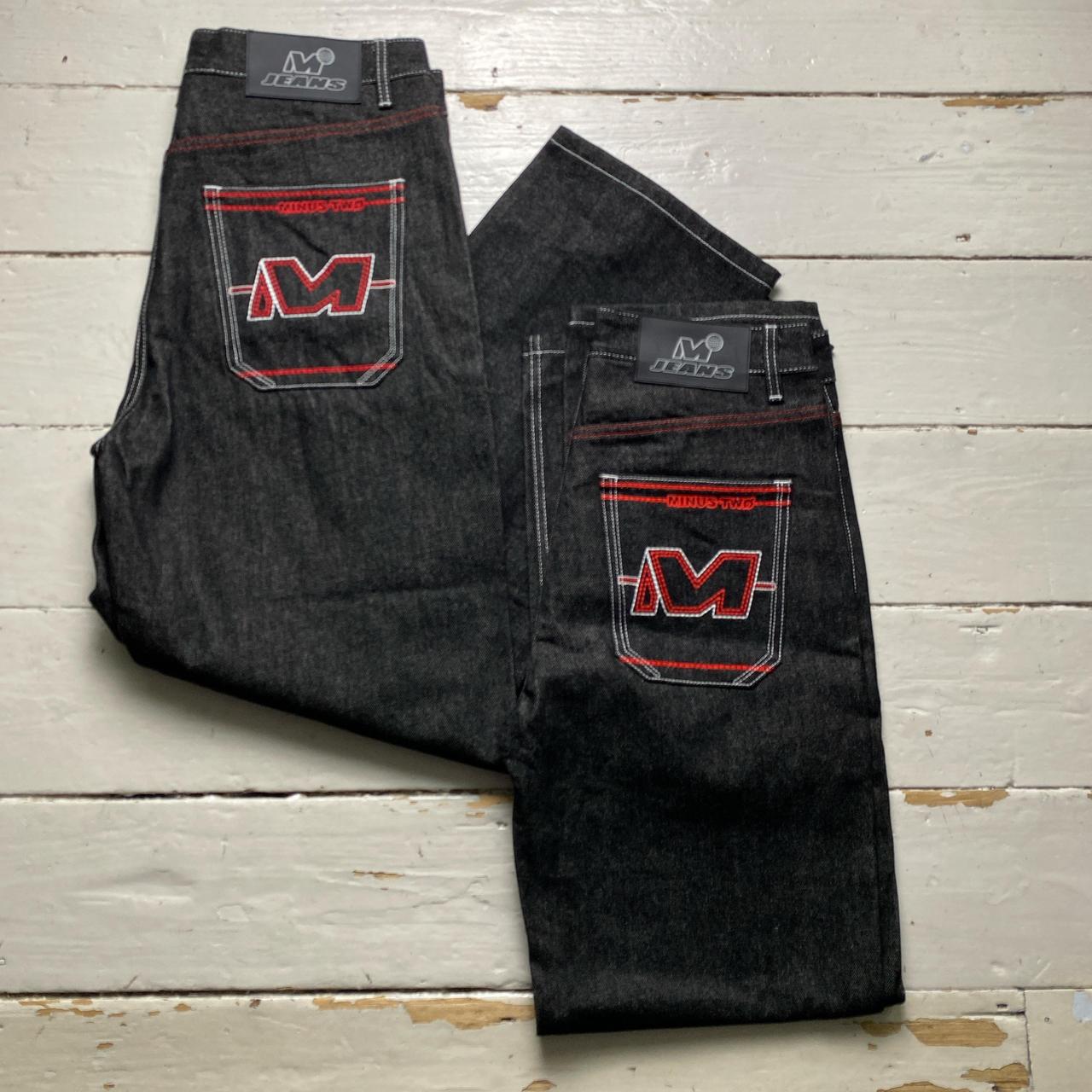 Minus Two Jean Black Charcoal Grey and Red Embroidery Jeans