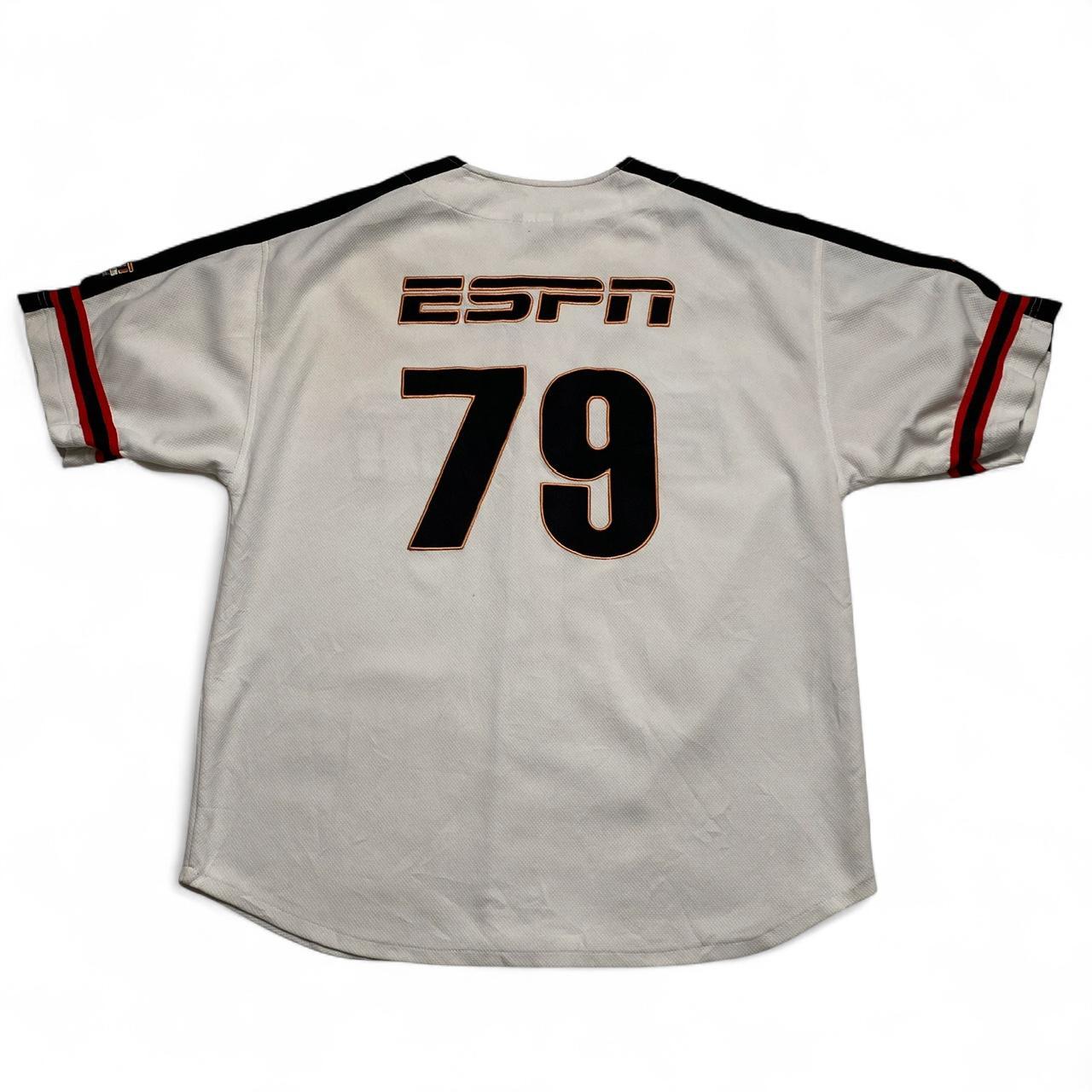 ESPN Baseball Vintage 90’s Y2K White Black and Orange Button Up Jersey (L)