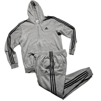 Adidas Essentials Grey and Black Stripes Full Tracksuit (L)