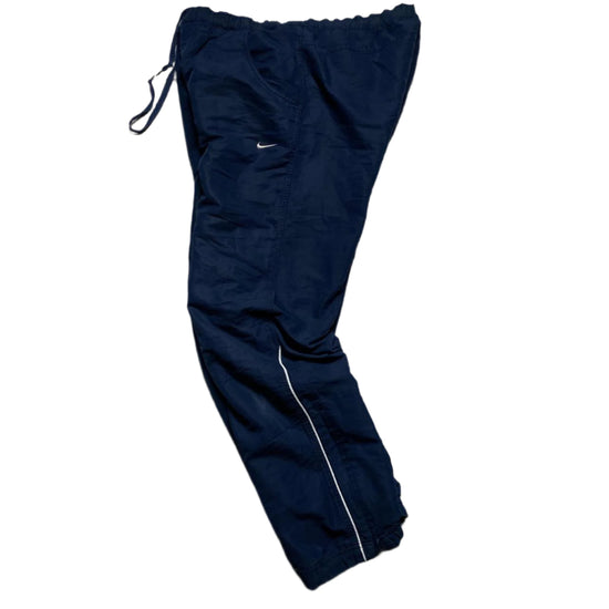 Nike Vintage y2k Navy and White Swoosg Shell Trackpant Baggy Bottoms (L)