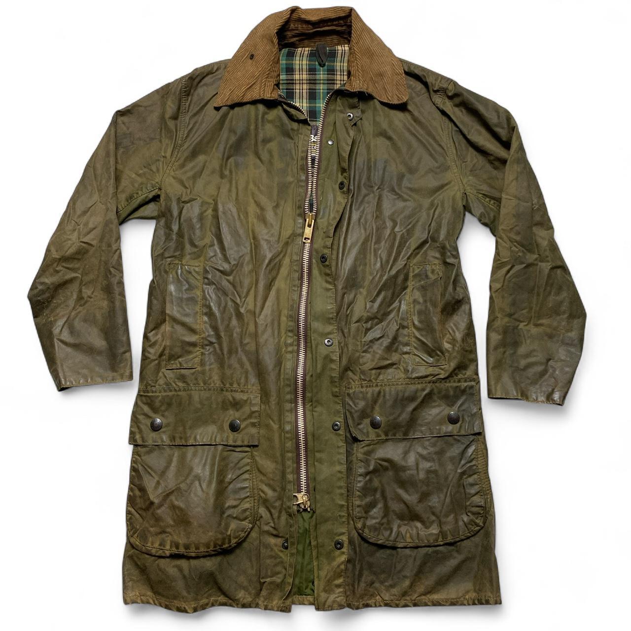 Barbour Khaki Green Womens Waxed Oil Skin Trench Coat Jacket (S)