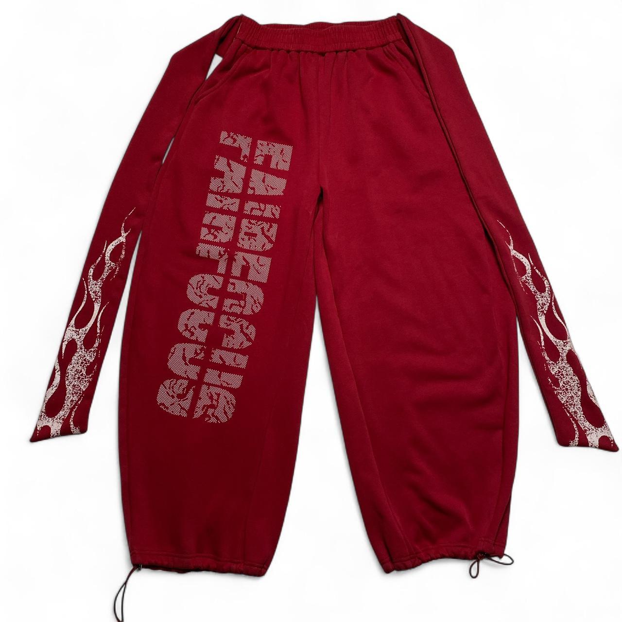 Fair Focus Red and White Baggy Flame Print Joggers (M)