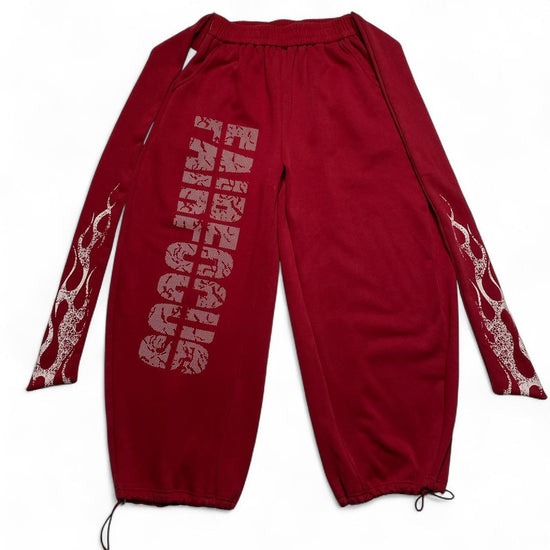 Fair Focus Red and White Baggy Flame Print Joggers (M)