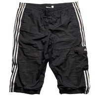 Adidas Black and White Stripe Cargo Shell Trackpant Shorts (XL)