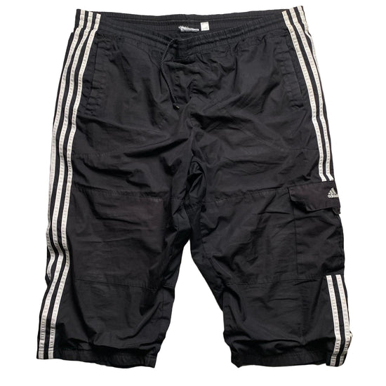 Adidas Black and White Stripe Cargo Shell Trackpant Shorts (XL)