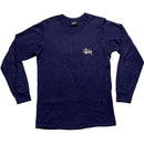 Stussy Navy and Cream White Long Sleeve T Shirt (S)