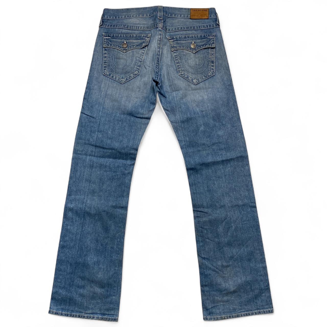 True Religion Ricky Light Blue and White Stitch Jeans (32W)