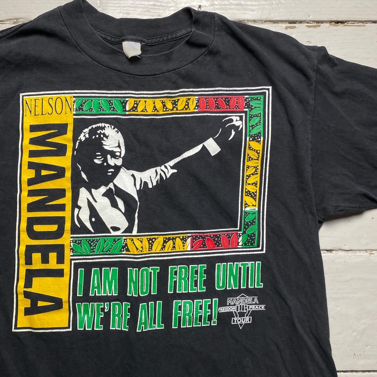 Nelson Mandela World Freedom Peace Tour Vintage 90’s T Shirt Black