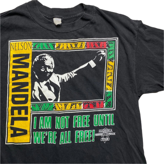 Nelson Mandela World Freedom Peace Tour Vintage 90’s T Shirt Black (M)