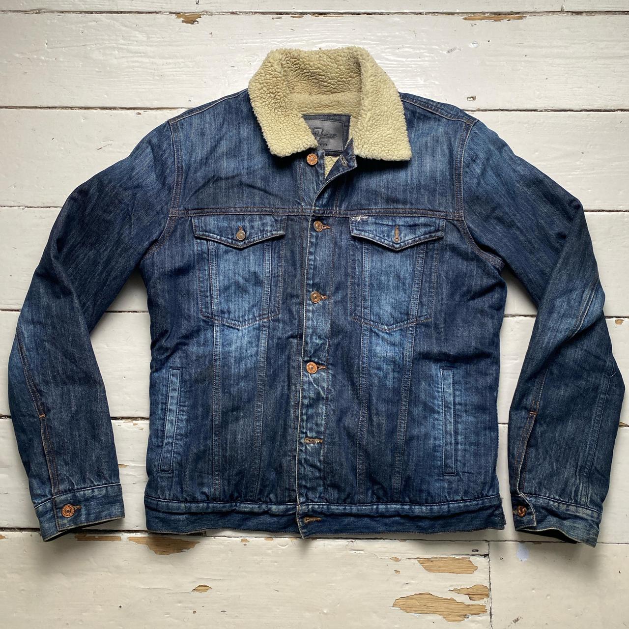 7 For All Man Kind Vintage Denim Sherpa Lined Jacket