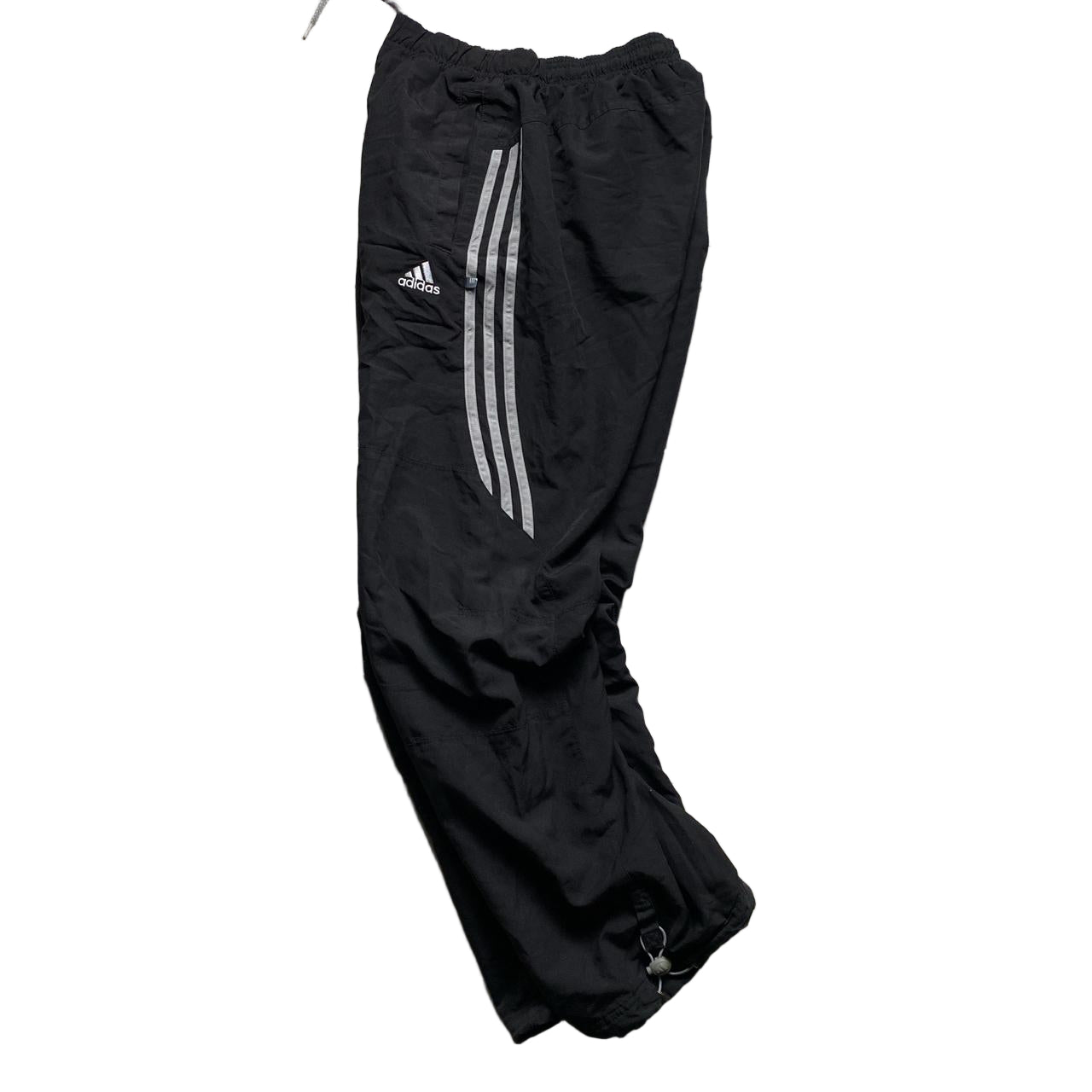 Adidas Black and Grey Shell Trackpant Baggy Bottoms (S)
