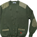 Burberry Burberrys Vintage 90’s Khaki Green Knit Cardigan with Suede Panels (XL)