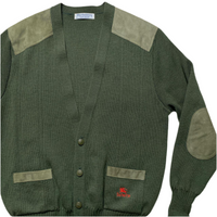 Burberry Burberrys Vintage 90’s Khaki Green Knit Cardigan with Suede Panels (XL)