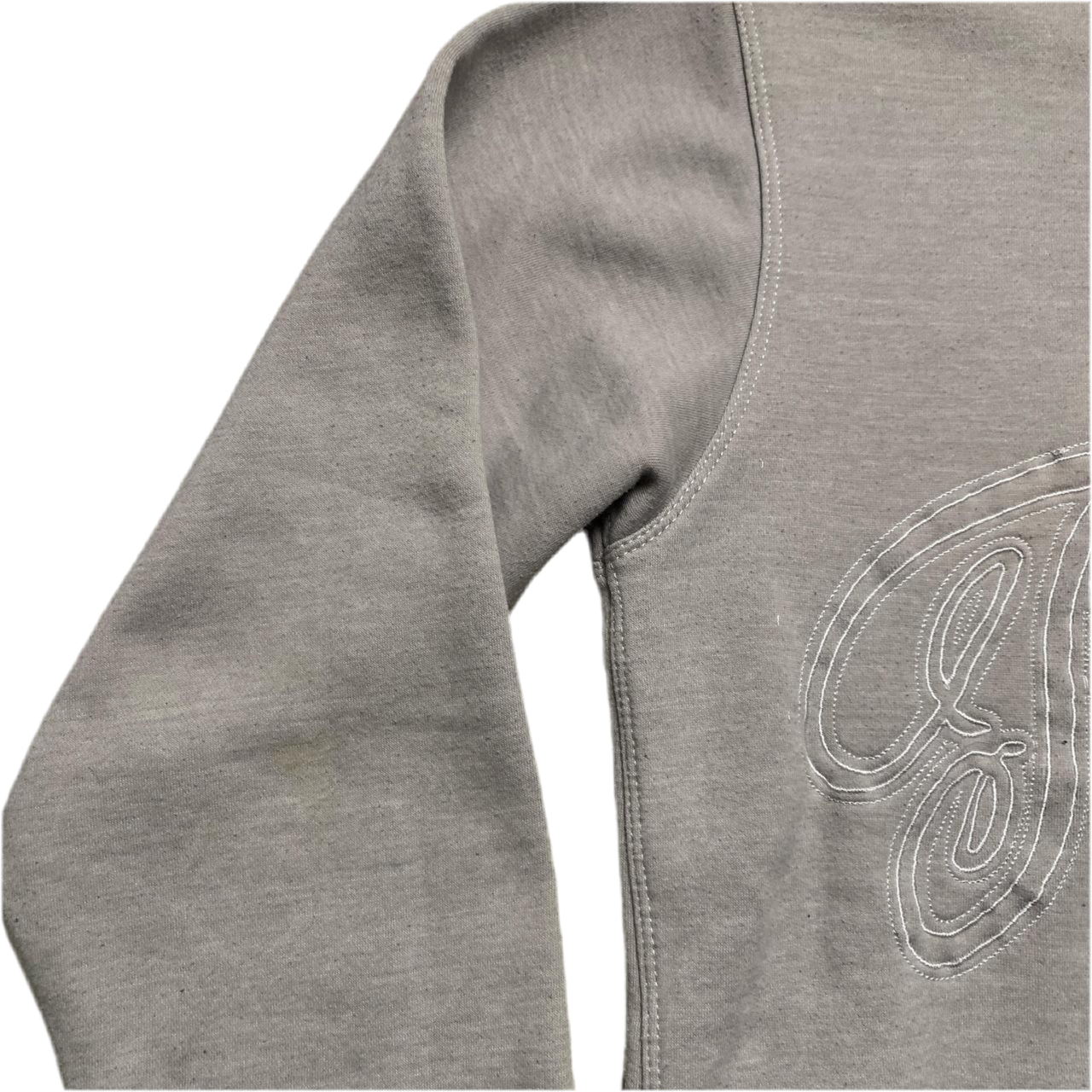 Track Mafia Grey and White Embroidery Stitch Jumper (M)