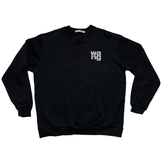 Alexander Wang Black and Reflective Silver Logo Jumper (L)