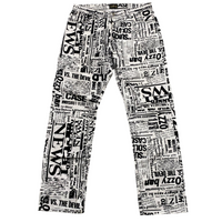 Aries Arise White and Black Newspaper Print Jeans (33W)