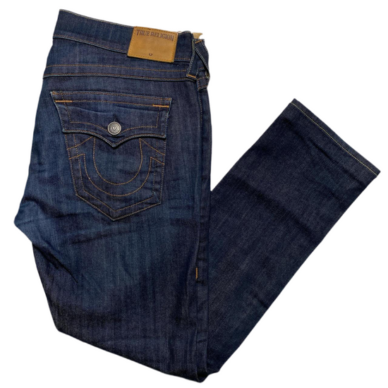 True Religion Rocco Jeans Navy and Gold Stitch Jeans (33W)