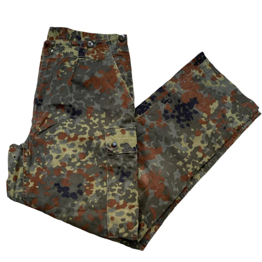 Vintage 1998 German GE Beklw Burg Military Camouflage Cargo Trousers Brown and Green (W 36)