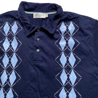Yves Saint Laurent Navy Repeat Diamond Logo YSL Vintage Polo Shirt (2XL)