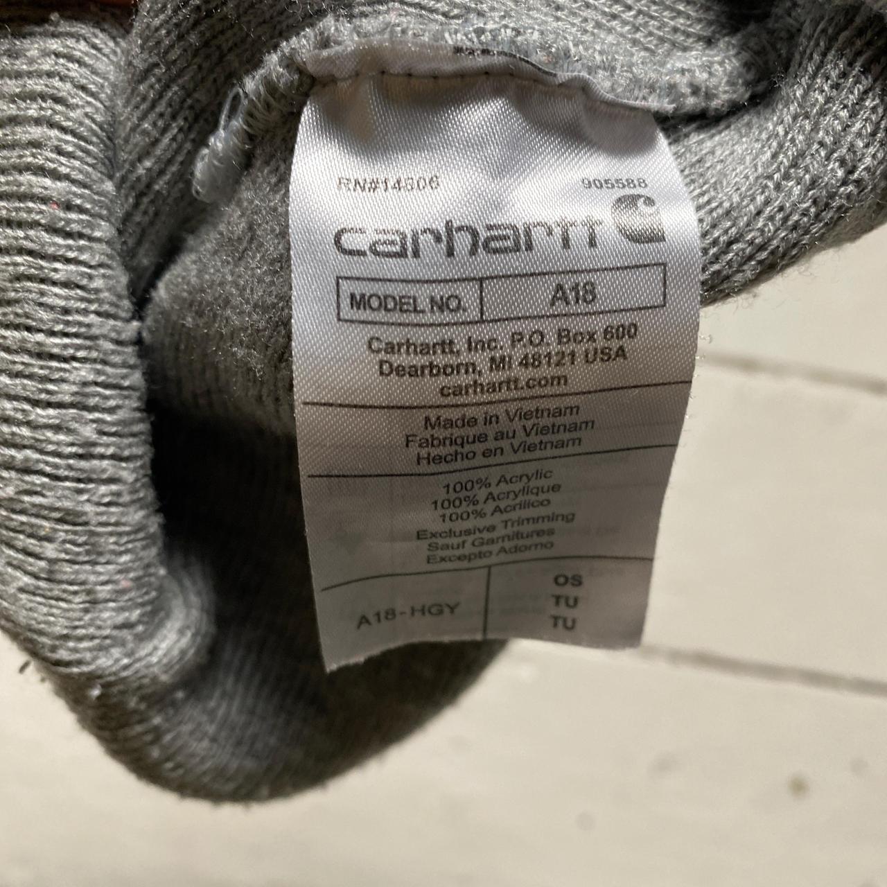 Carhartt Grey and White Beanie Hat