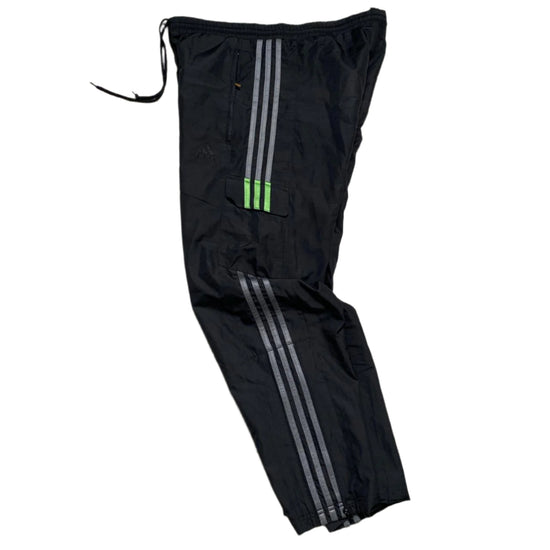 Adidas Black Green and Grey Shell Cargo Trackpant Bottoms (S)