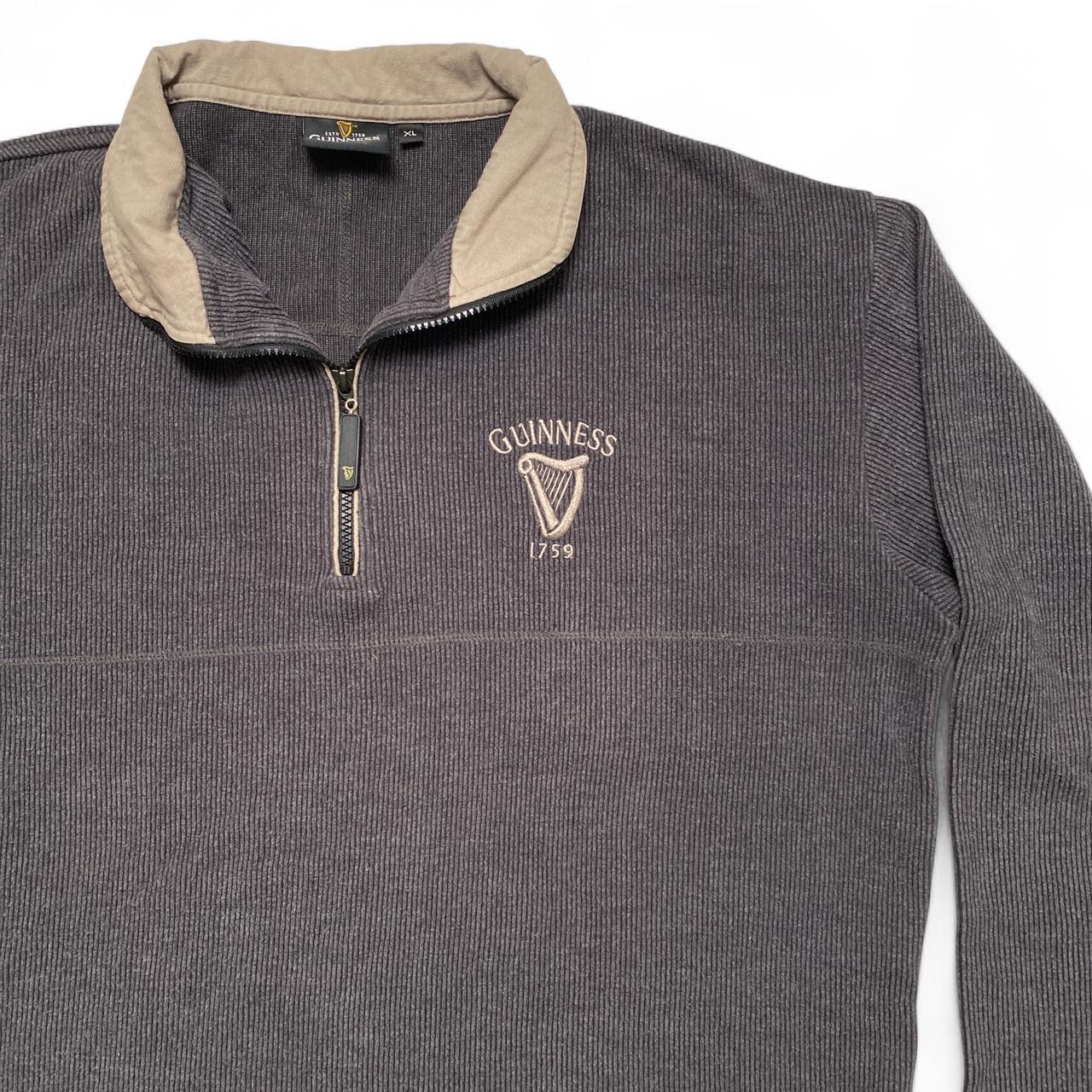 Guinness Quarter Zip Vintage Jumper Grey and Cream (XL)