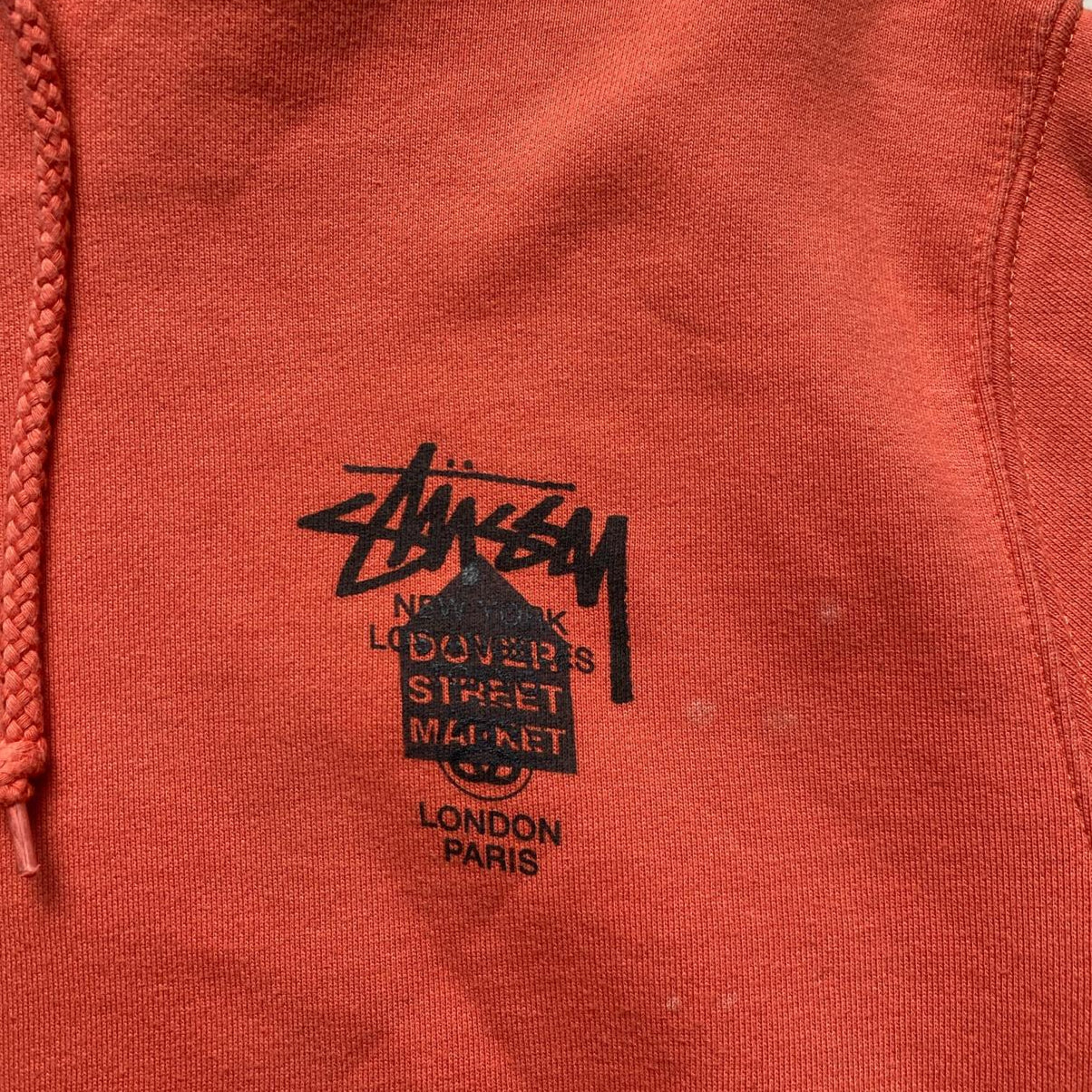 Stussy Dover Street Market Salmon Pink Orange and Black Hoodie (M)