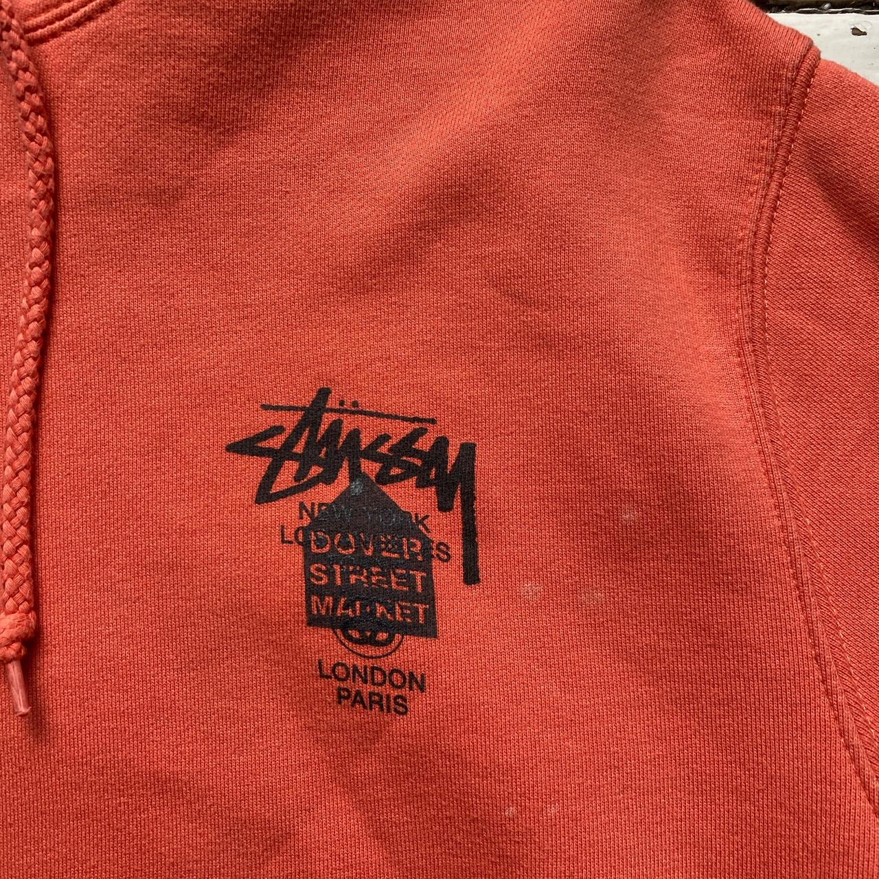 Stussy Dover Street Market Salmon Pink Orange and Black Hoodie