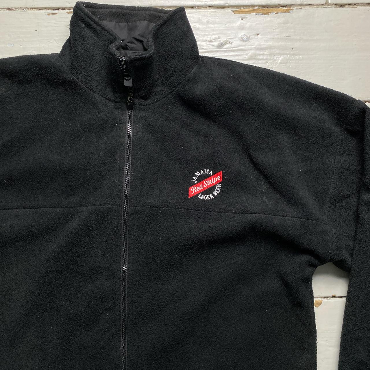 Red Stripe Jamaican Beer Vintage Black Fleece Zip Jumper